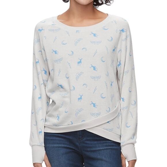 NWT HARRY POTTER printed envelope long sleeve crew neck top S - Picture 1 of 9